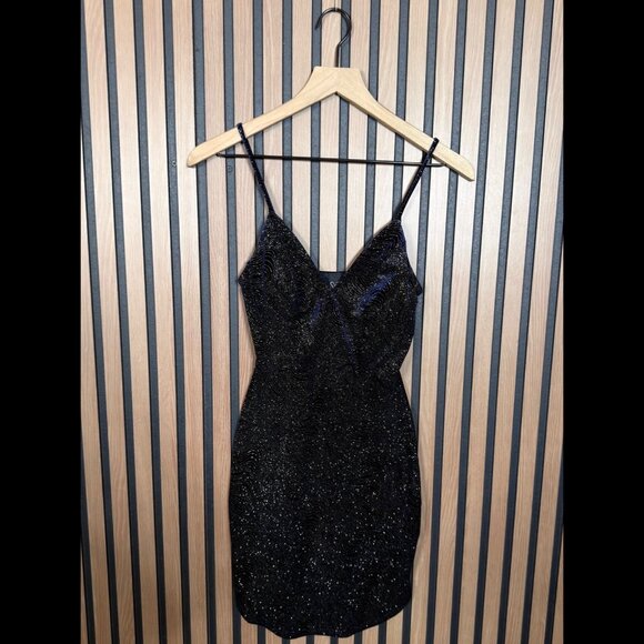 Windsor Mini Dress Small Womens Blue Navy Sequin Rhinestone Rocks Stretch - Picture 1 of 6